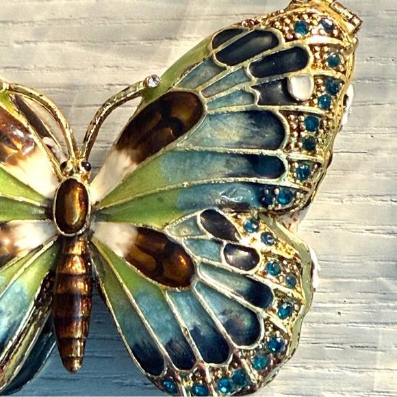 Colorful Butterfly jewelry box with stones Brand New - Picture 9 of 11